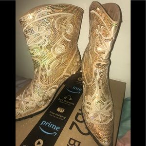 Gold sequence cow girl boots